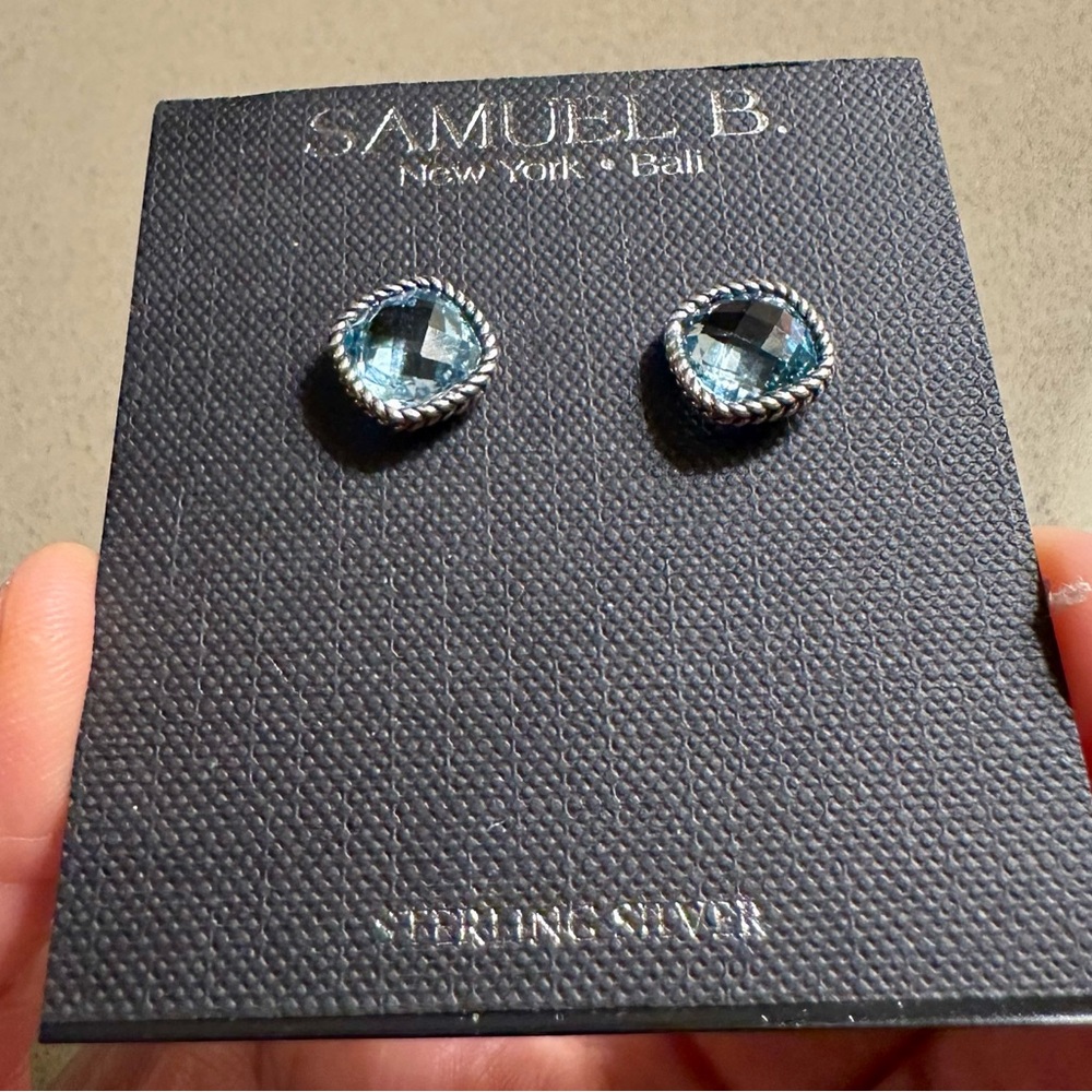 NWT Samuel B. Silver 3.40 ct. tw. Blue Topaz Studs - Picture 7 of 9